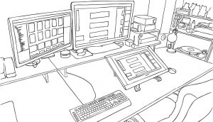 room illustration rough vector linedrawing 03